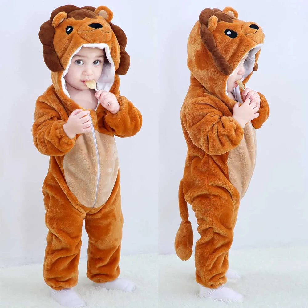 Autumn Winter Cartoon Style Winter Long Sleeve Baby Boys Girls Rompers Toddler Kids Playsuit Jumpsuits Baby Clothes Child Onesie