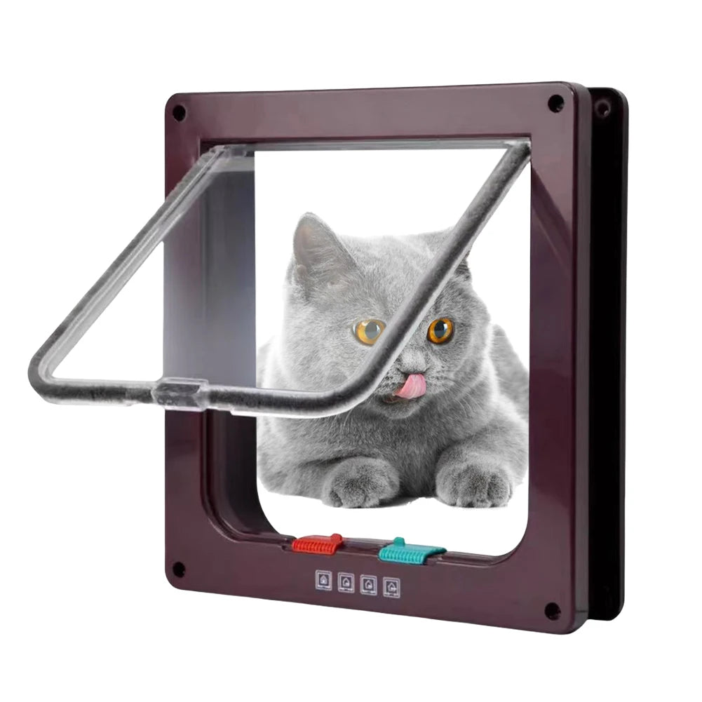 Cat Dogs Flap Doors Puppy Kitten Safety In&out Pet Door with 4 Way Security Lock Dog Cat Kitten Flap Door Weatherproof Cat Flap