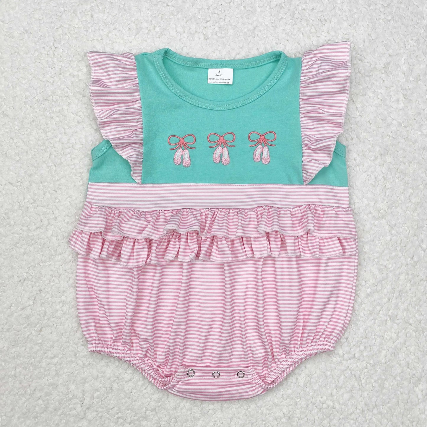 4.14y NEW stock baby girls summer romper wholesale boutique embroidery pattern floral flowers purple flying sleeves onesie