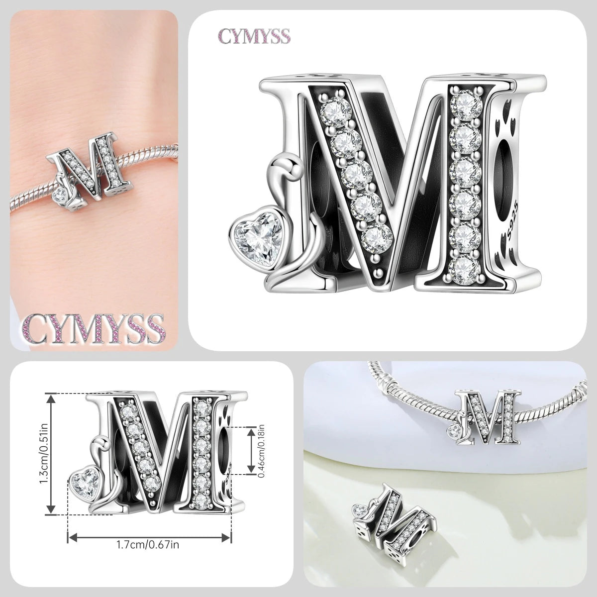 2026 New 925 Sterling Silver Zircon Scroll Grass Pattern 26 Letter Bead Charms for Women Fit DIY Bracelet Necklace Jewelry Gift