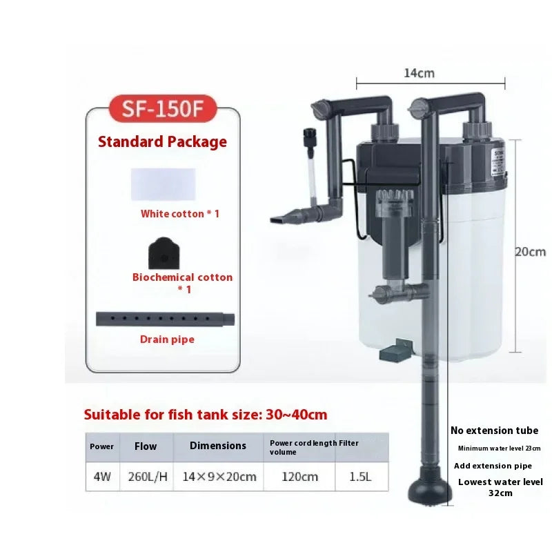 220V SOBO fish tank filter wall-mounted filter barrel three-in-one external filter small grass tank external circulation pump