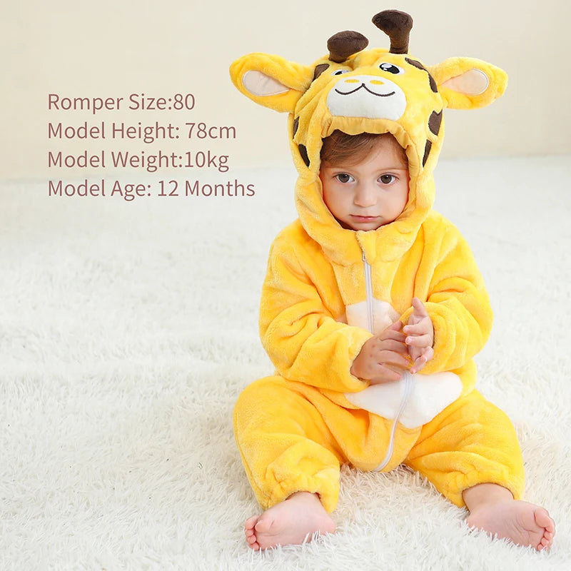 MICHLEY Carnival Dinosaur Baby Winter Costume Rompers Clothes Cute Cartoon Jumpsuit Bodysuit Overall Unicorn For Girls Boys Kid