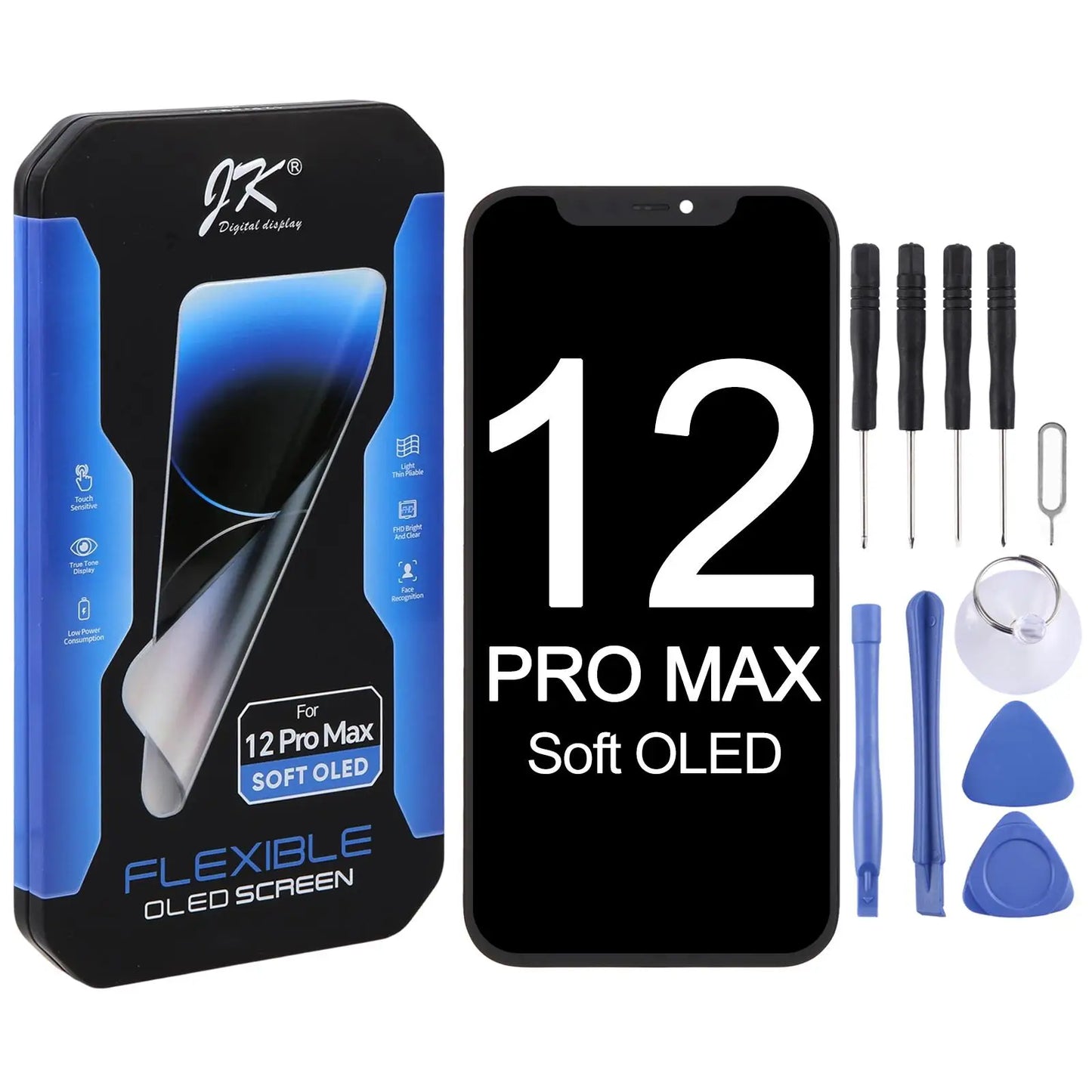 JK SOFT and Hard OLED Screen LCD Display Replacement iPhone 12 13 14 15 16 16e 17 Pro Max