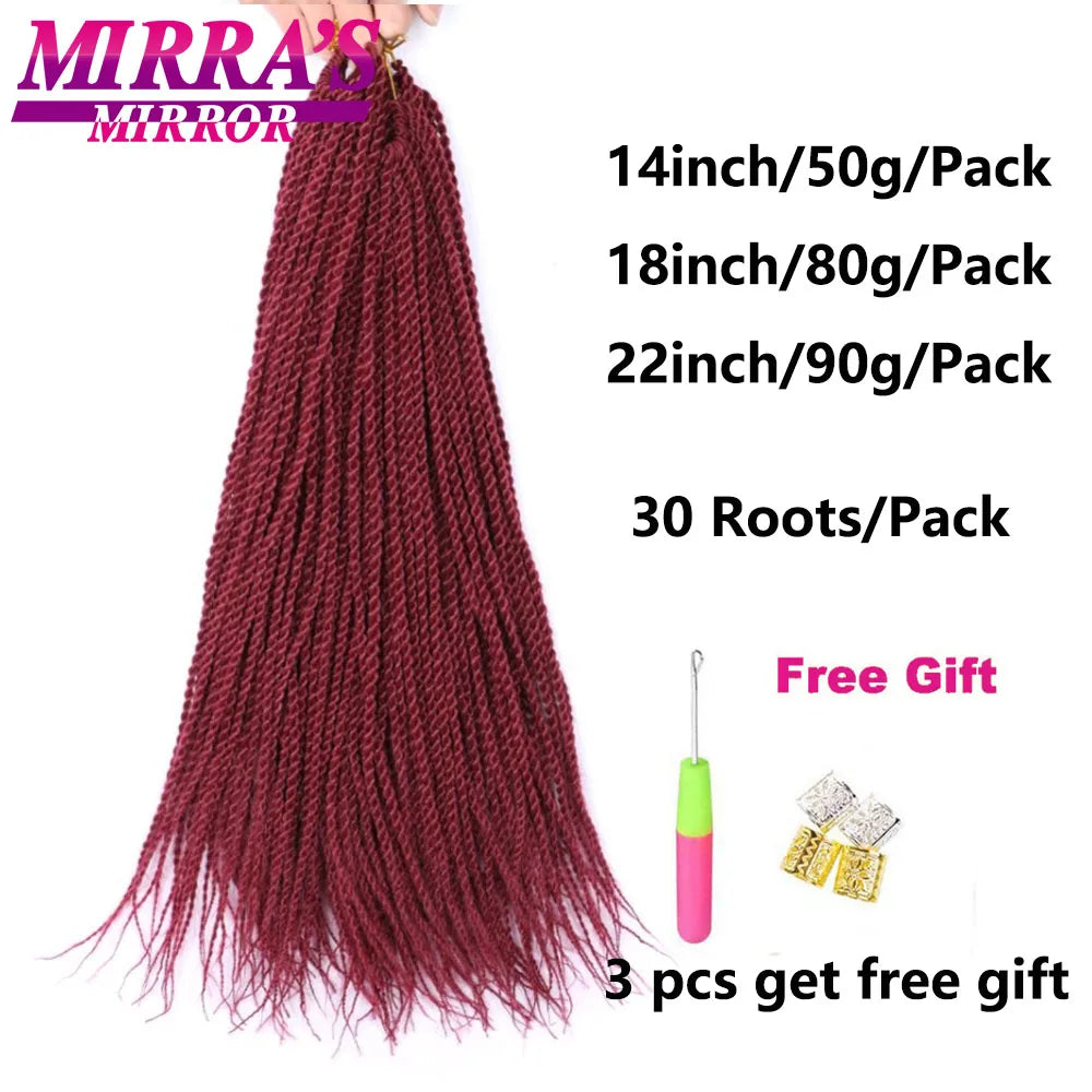 Senegalese Twist Crochet Hair 14/18/22 Inch Synthetic Mini Senegalese Crochet Braids for Black Women 30 Roots/Pack Braiding Hair
