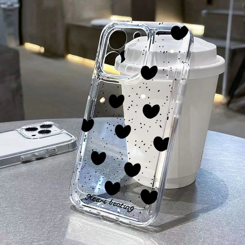 Simple Love Heart Bow Polka Dot Clear Phone Case for Xiaomi 15T Pro POCO F7 X7 X6 X5 F5 F6 Pro Mi 11 Lite 5G 14T 13T 12T Cover