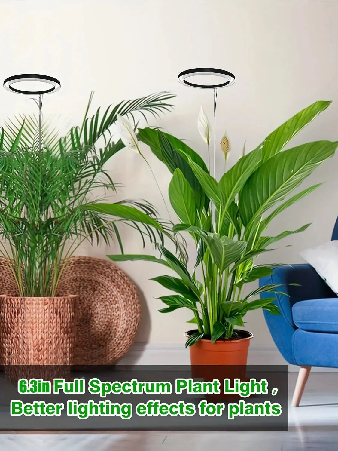HOMEFISH 1 pc Height Adjustable LED Grow Light Plant Growing Lamp Full Spectrum with 3 Timer for Indoor Large Plants