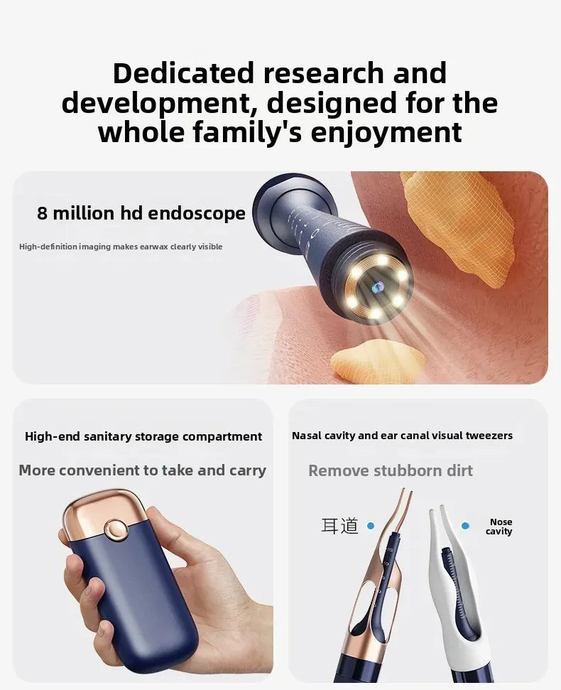 Smart Visual Ear Wax Cleaner with HD Camera Endoscope Wireless WiFi Ear Cleaning Tool for Home Use Ear Wax Remover