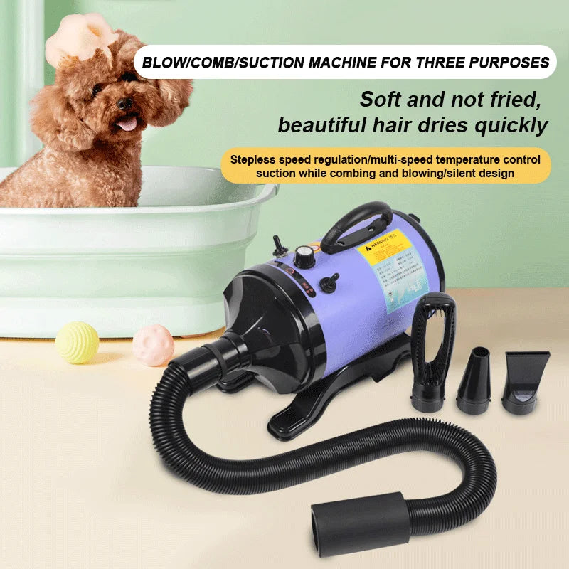 2800W High-power Dogs Hair Dryer Cat Grooming Water Blower Motor Warm Wind Adjustable Blow-Dryer Professional Drier Pet Supplies