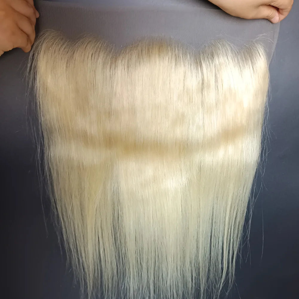 613 Blonde 13x6 Lace Frontal Skinlike 12A Brazilian Virgin Blonde Human Hair Frontal 12-20 Inch Pre-Plucked Full End