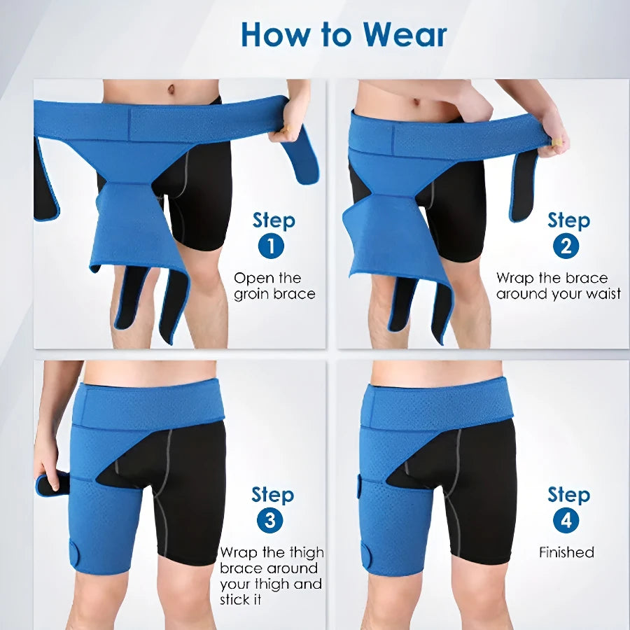 Hip Support Brace & Groin Bandage – Targeted Relief for Thigh, Hamstring, Pulled Muscle, Arthritis, Bursitis & Sciatica