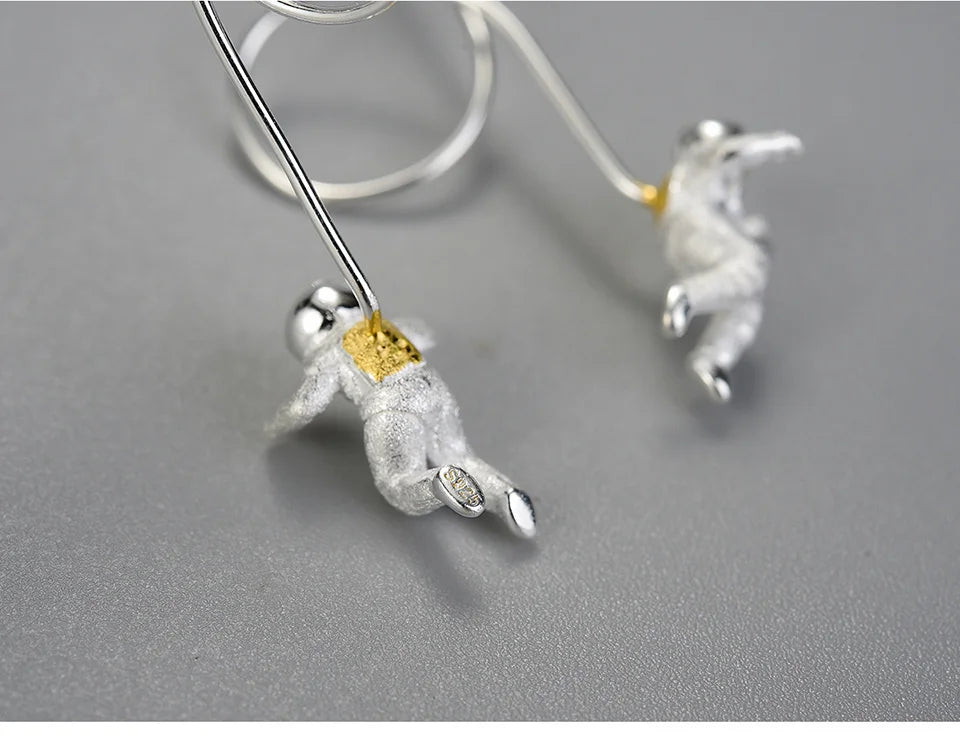 Lotus Fun Natural Stone Unusual Space Odyssey Long Tassel Dangle Earrings For Women Real 925 Sterling Silver Fashion Jewelry