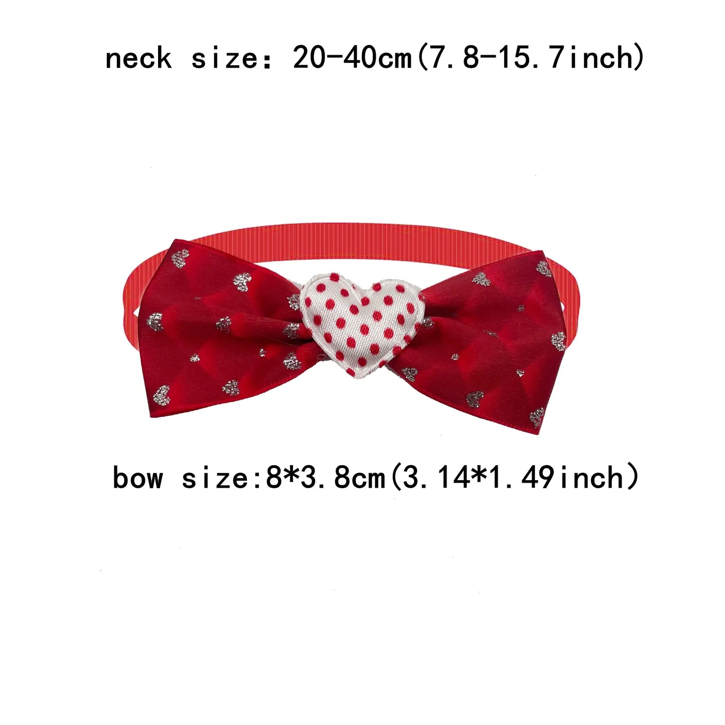 50pcs Cute Dog Bow Tie Love Heart Style Pet Supplies Valentine's Day Small Dog Red Puppy Bow Tie Pet Dog Cat Collar Accessories