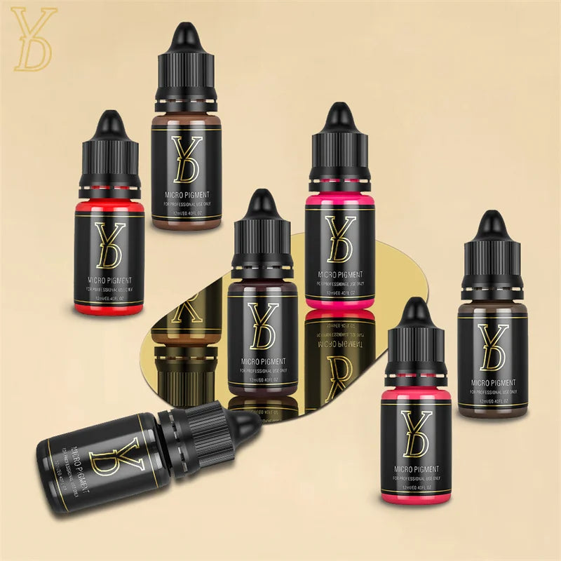 YDPMU 15 Colors Liquid Lip Pigment Tattoo Ink Professional Permanent Makeup Micropigmentation Beauty Lips Cosmetic Supply 12ML