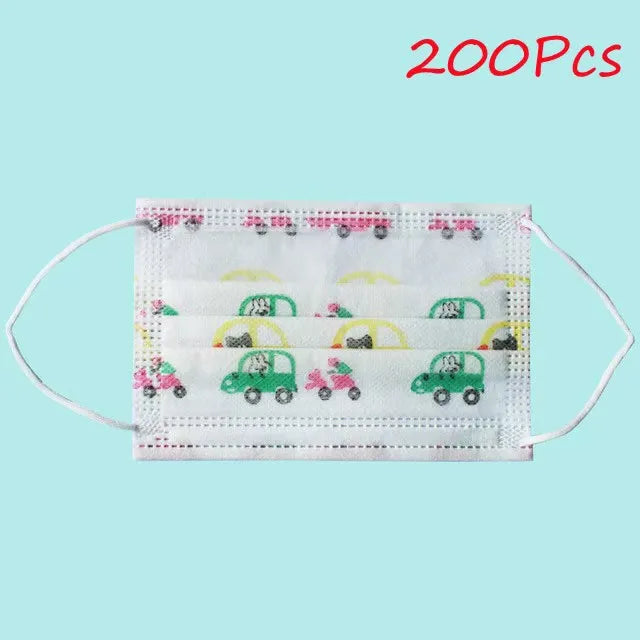 100-200pcs Black Kid Disposable Protective Mask 3 Layer Nonwoven Kids Filter Hygiene Thicken Children's Cartoon Face Mouth Masks