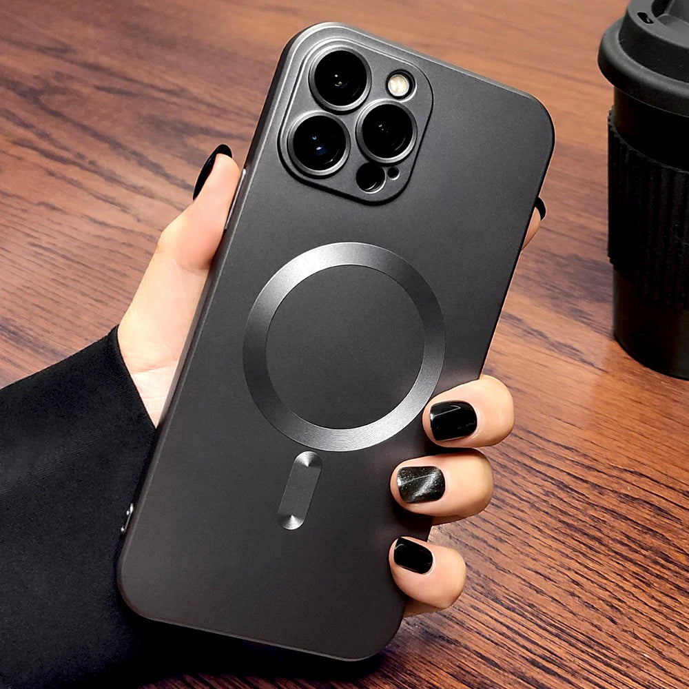 Luxury Soft TPU Matte Case For iPhone 16 15 14 13 12 11 Pro Max Plus 15Pro IPhone15 For Magsafe Mag Safe Wireless Charge Cover