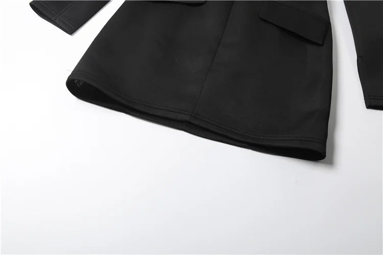Cutenew Women Trend Elegant Office Dress Autumn Single Breasted Stand Collar Simple Solid Street Commute Skinny Suit Bodycon
