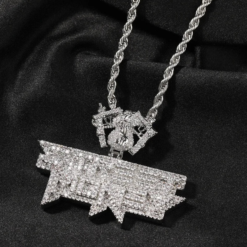 Men's Jewelry, Essential for Parties New Fashionable Hip Hop Dual Gun Money Letter Pendant Necklace