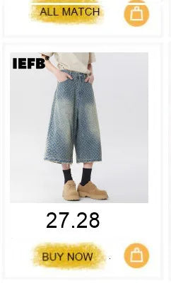 IEFB Workwear Men's Denim Shorts Multi Pocket Wide Leg Baggy Fit Casual Summer Streetwear Casual Cargo Jeans 9X2957
