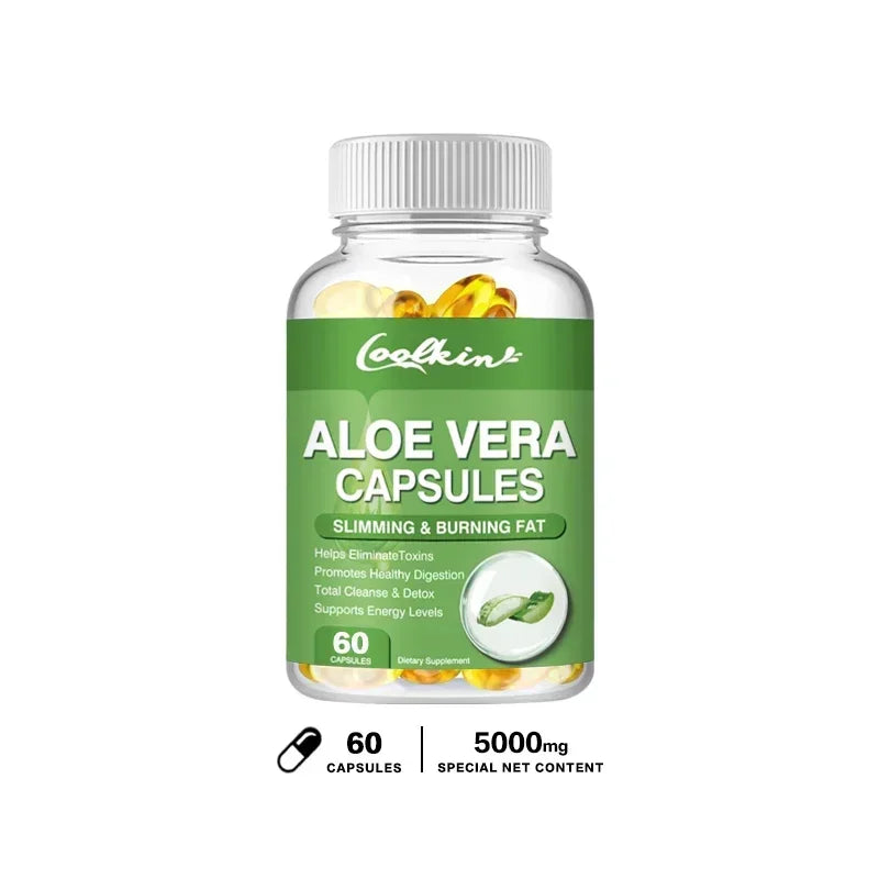 Aloe Vera Extract Capsules - Relieve Intestinal Constipation, Promote Digestion, Detoxify, Control Appetite, Burn Fat, Non-GMOSu
