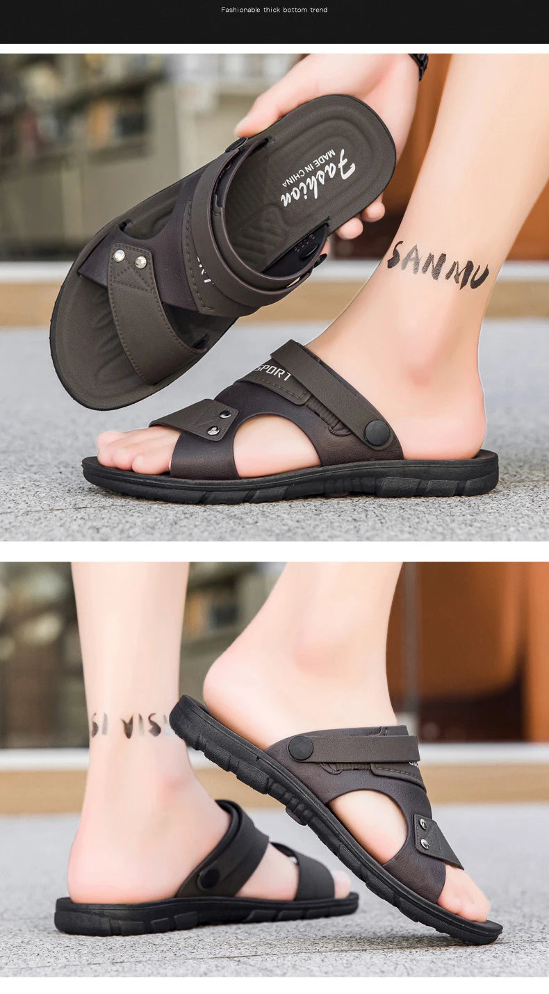 Summer Men's Sandals Fashion Beach Shoes For Men Classic Leather Slipper Male Outdoor Casual Leather Sandals Men