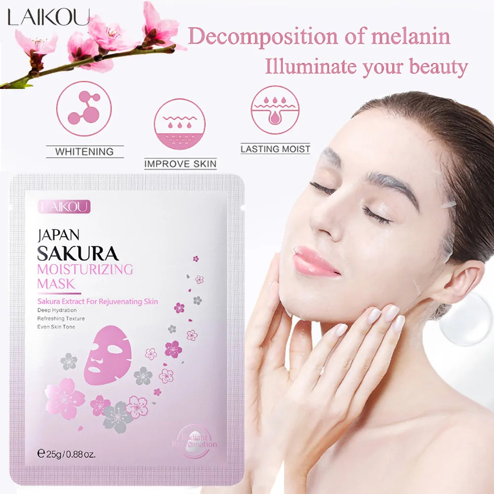 Laikou Sakura Hydrating Facial Mask Sheet Masks for Face Hydrating Shrinking Pores Moisturizing Face Masks Skin Care Cosmetics