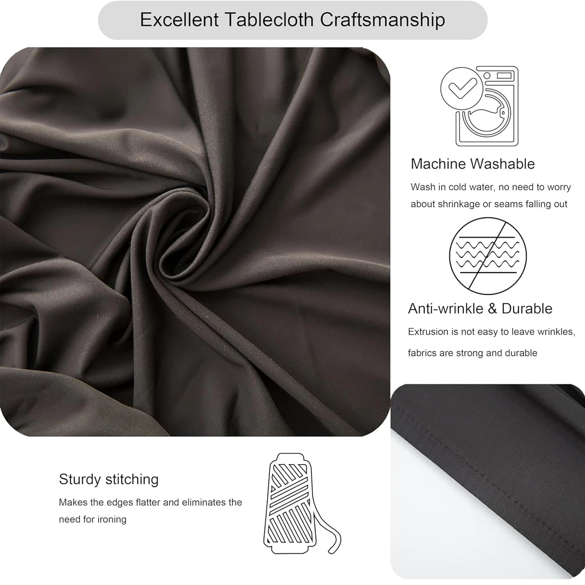 1 Pc 4/6/8ft Spandex Tablecloth Elastic Fitted Stretch Rectangular Tablecloth Washable and Wrinkle Resistant Patio Table Cover