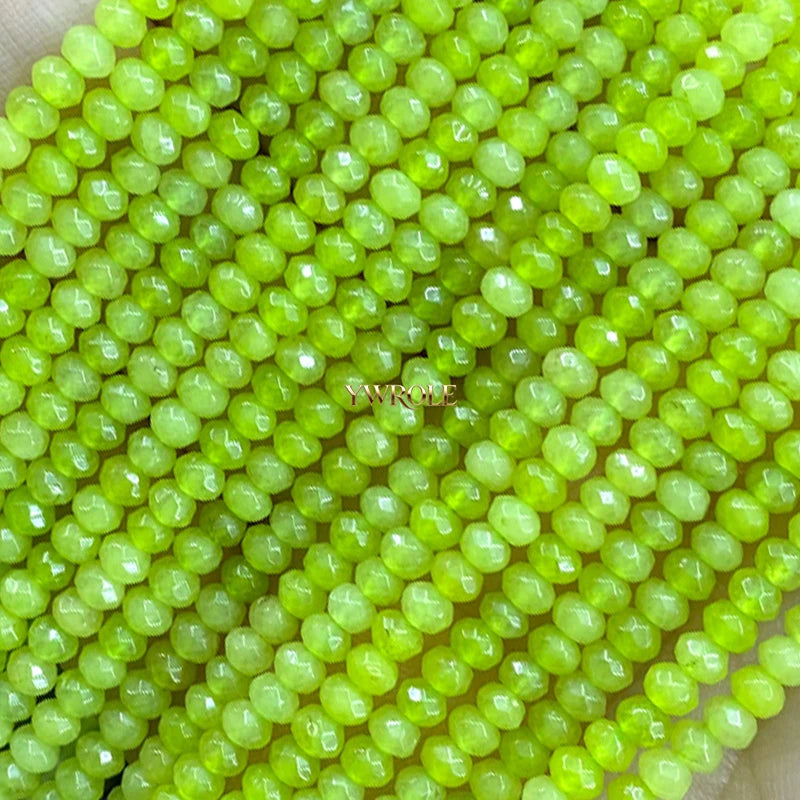 3x4mm Rondelle Faceted Natural Stone Chalcedony Tourmaline Color Loose Spacer Beads for Jewelry Making Diy Bracelet Accessories