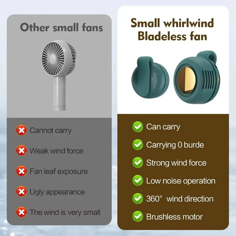 Silent Mini Bladeless Fan Electric Small fan Clip on Shirt Waist Portable Mini Bladeless Fans 3-Speed For Outdoor 2026