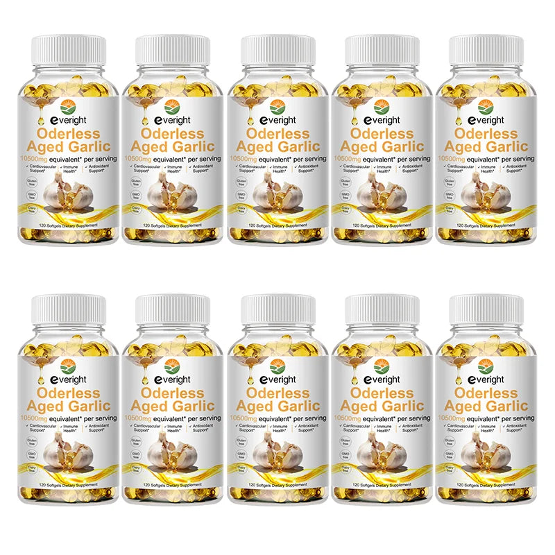 Aged Garlic Extract Capsules – Odorless Formula with Magnesium, Chromium, B1 & B9 – Supports Immune, Heart & Cardiovascular Heal