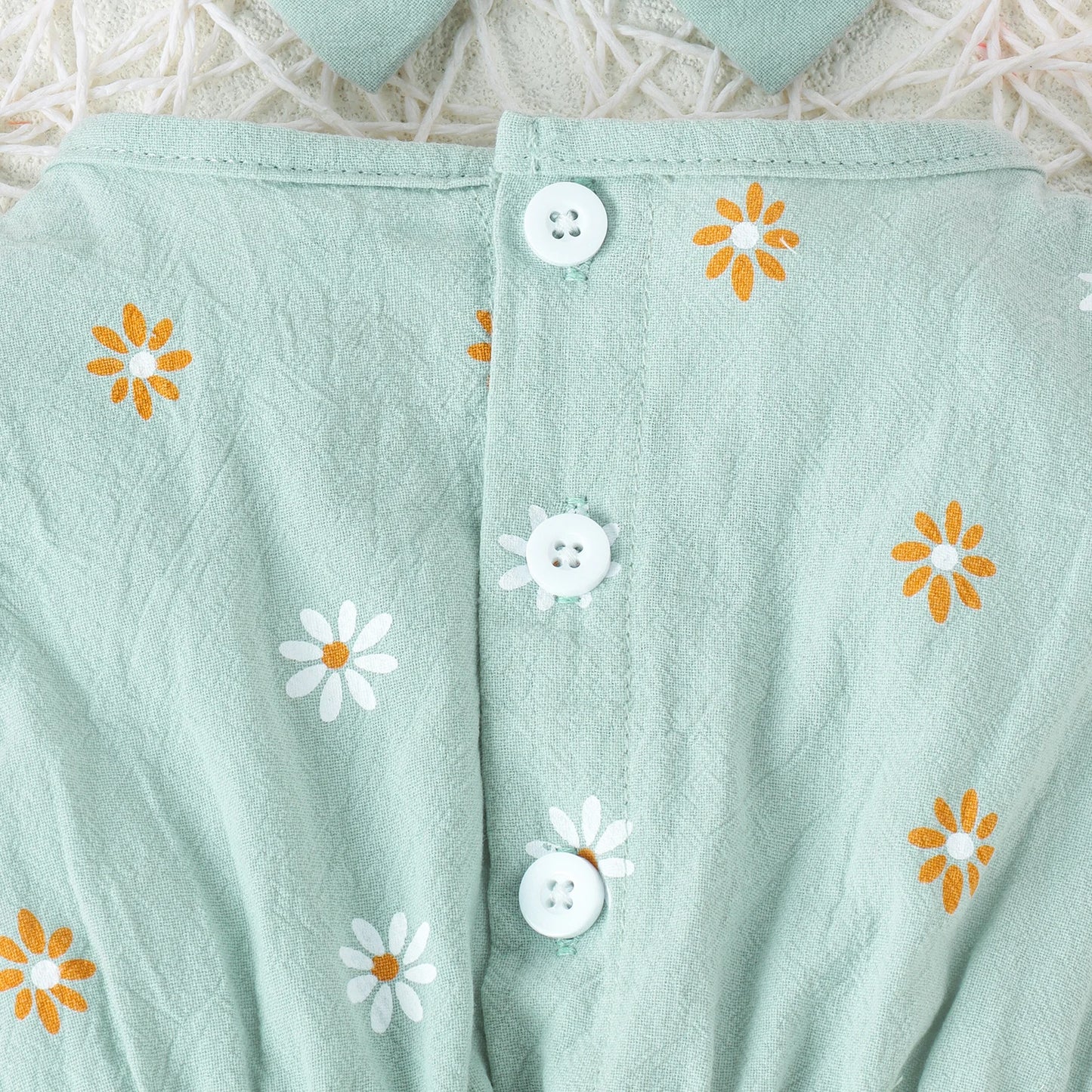 2PCS Summer 0-2 Years Old Comfortable Fashion Cute Baby Girl Multi-Color Printed Flower Jumpsuit + Bow Head Estimate