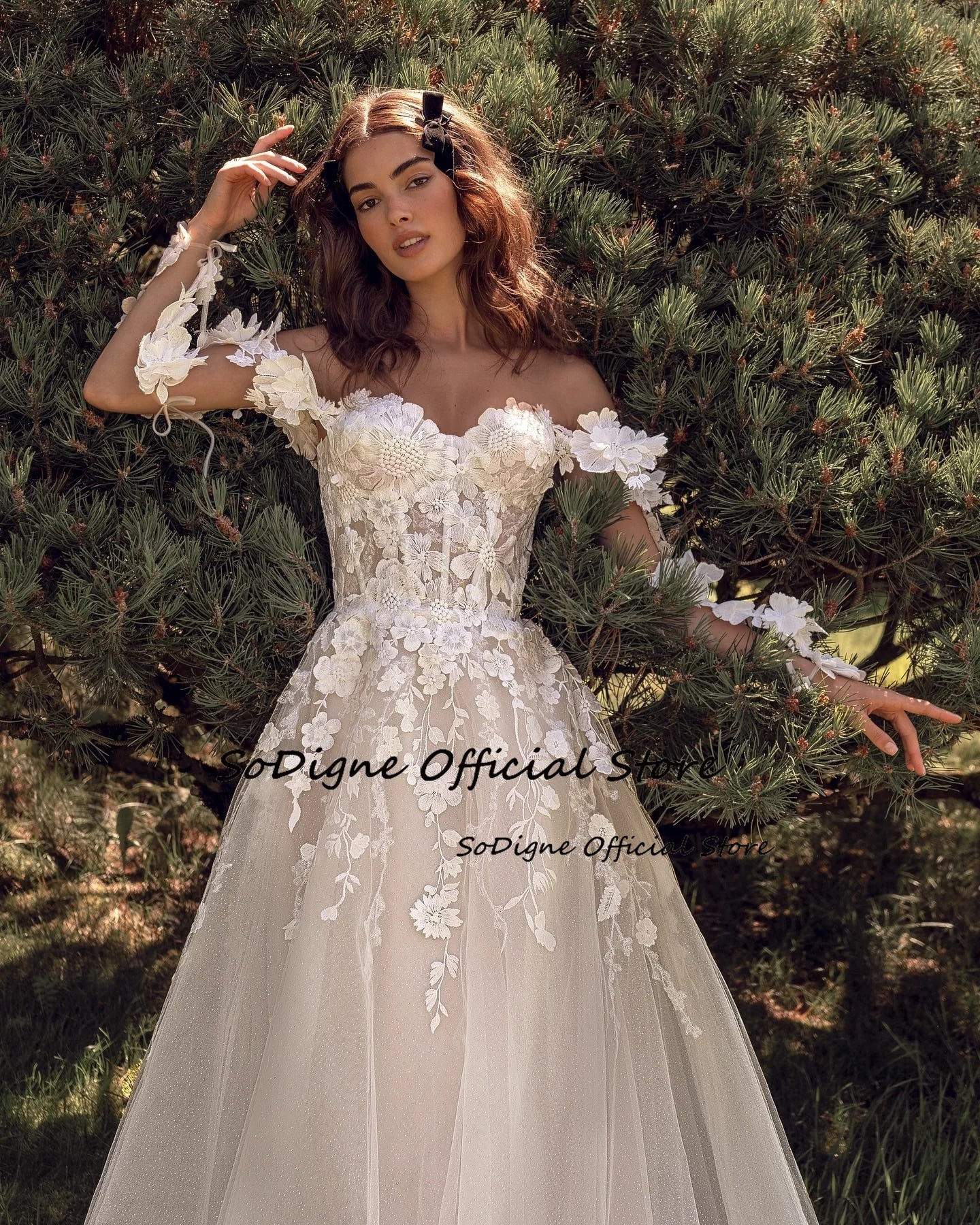 SoDigne A-line Appliques Wedding Dresses Sweetheart Princess Tulle Bridal Dress Long Wedding Gown Robe De Mairee ﻿Customized