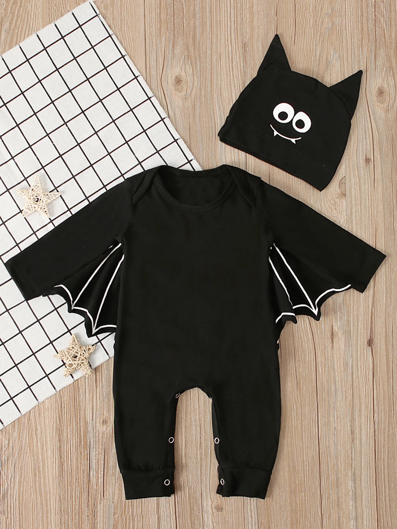 Boys and girls European and American spring and autumn Halloween Batman hooded long-sleeved jumpsuit romper two-piece children&#