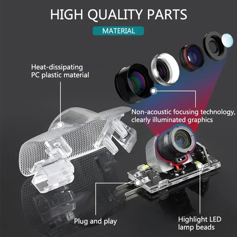 LED Car Door Welcome Light Projector Ghost Shadow Courtesy Lamp For Land Cruiser LC300 2007-2019 Car Accessories 2PCS