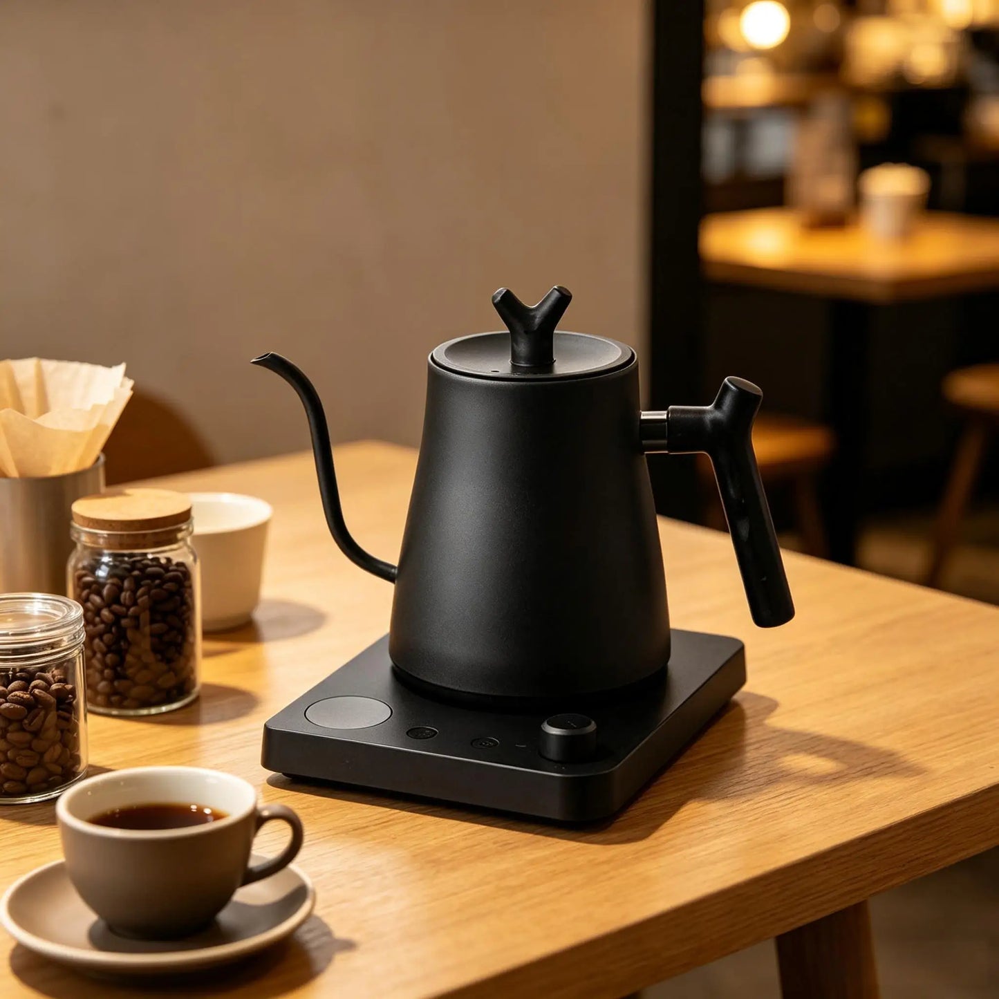 Smart Electric Gooseneck Kettle 1L 1000W, Stainless Steel Pour Over Coffee/Tea, 40-100°C Temp Control, Auto Shut-Off