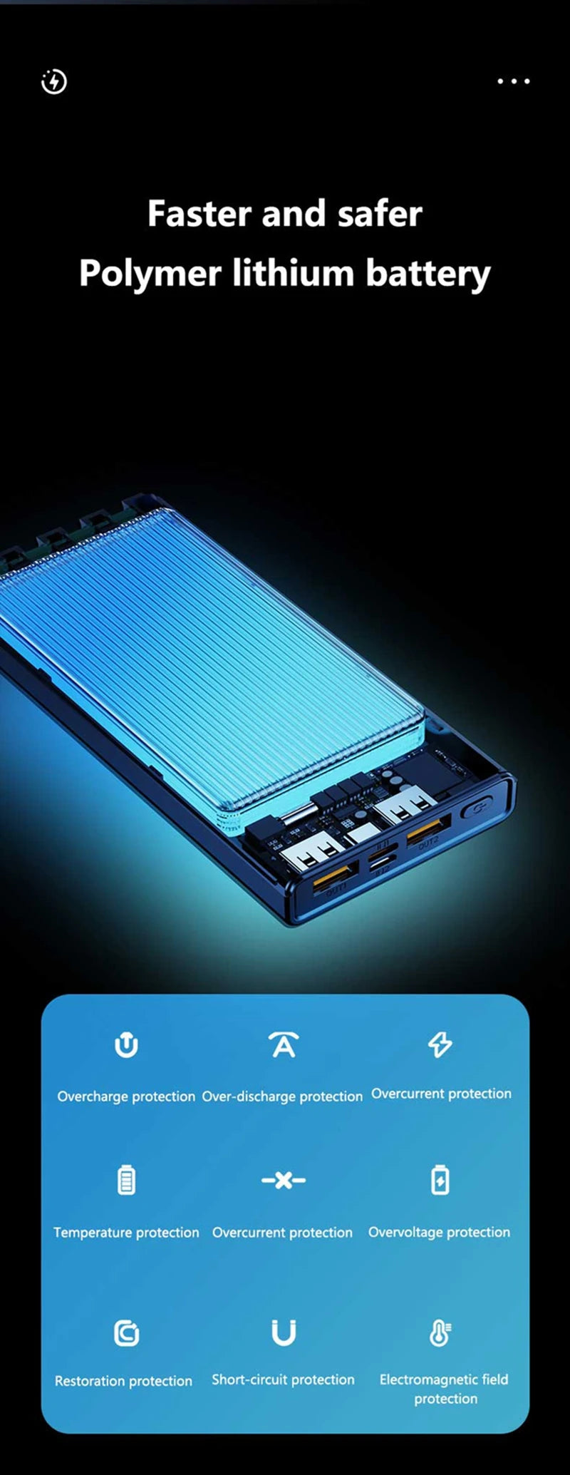 500000mAh Power Bank Built 4 Cables Large Capacity Super Fast Charging Portable External Battery for iPhone Huawei New