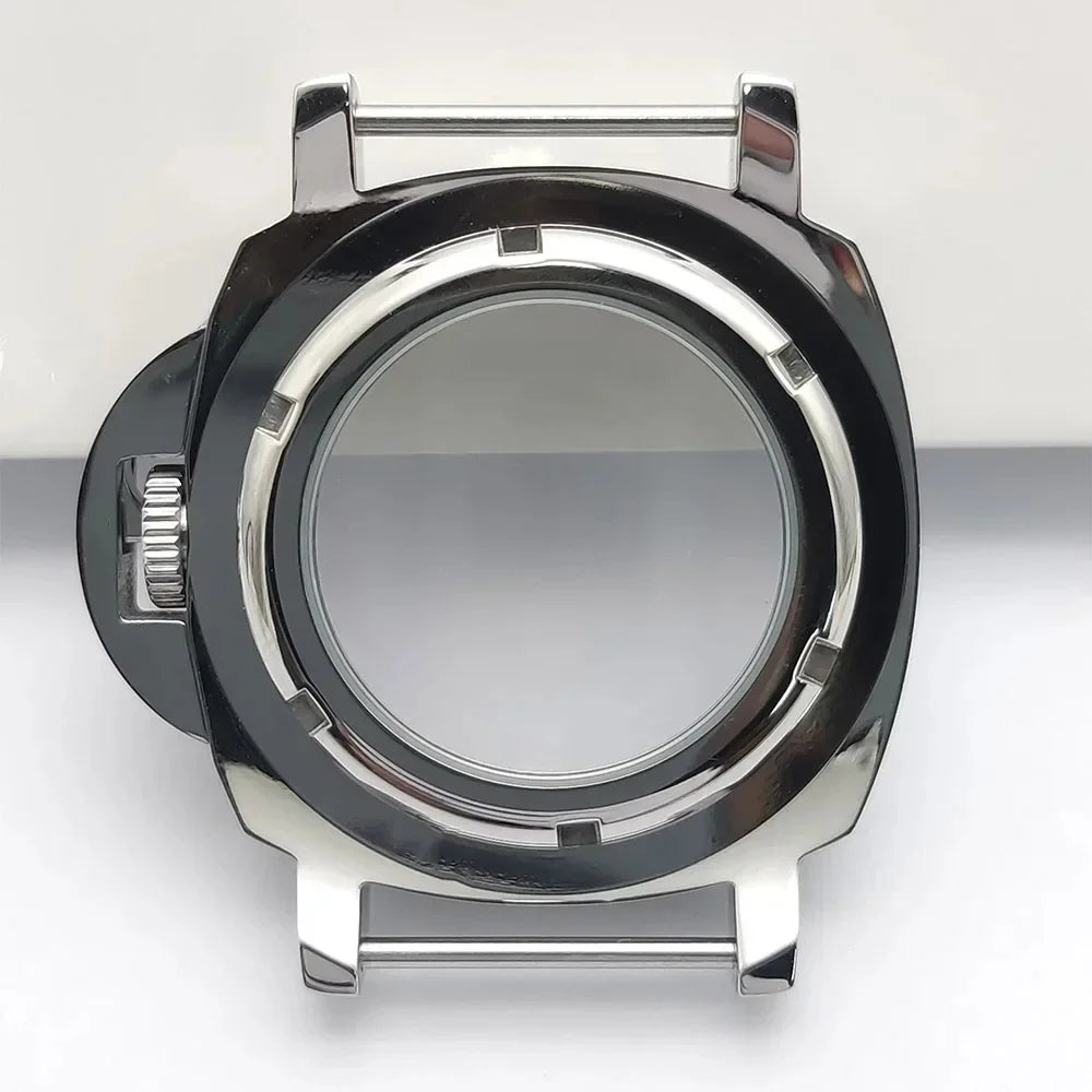 For Panerai Style 40mm Stainless Steel Watch Case with Crown Guard Bridge, Fit NH35 NH36 Movement, Watch Mod Parts