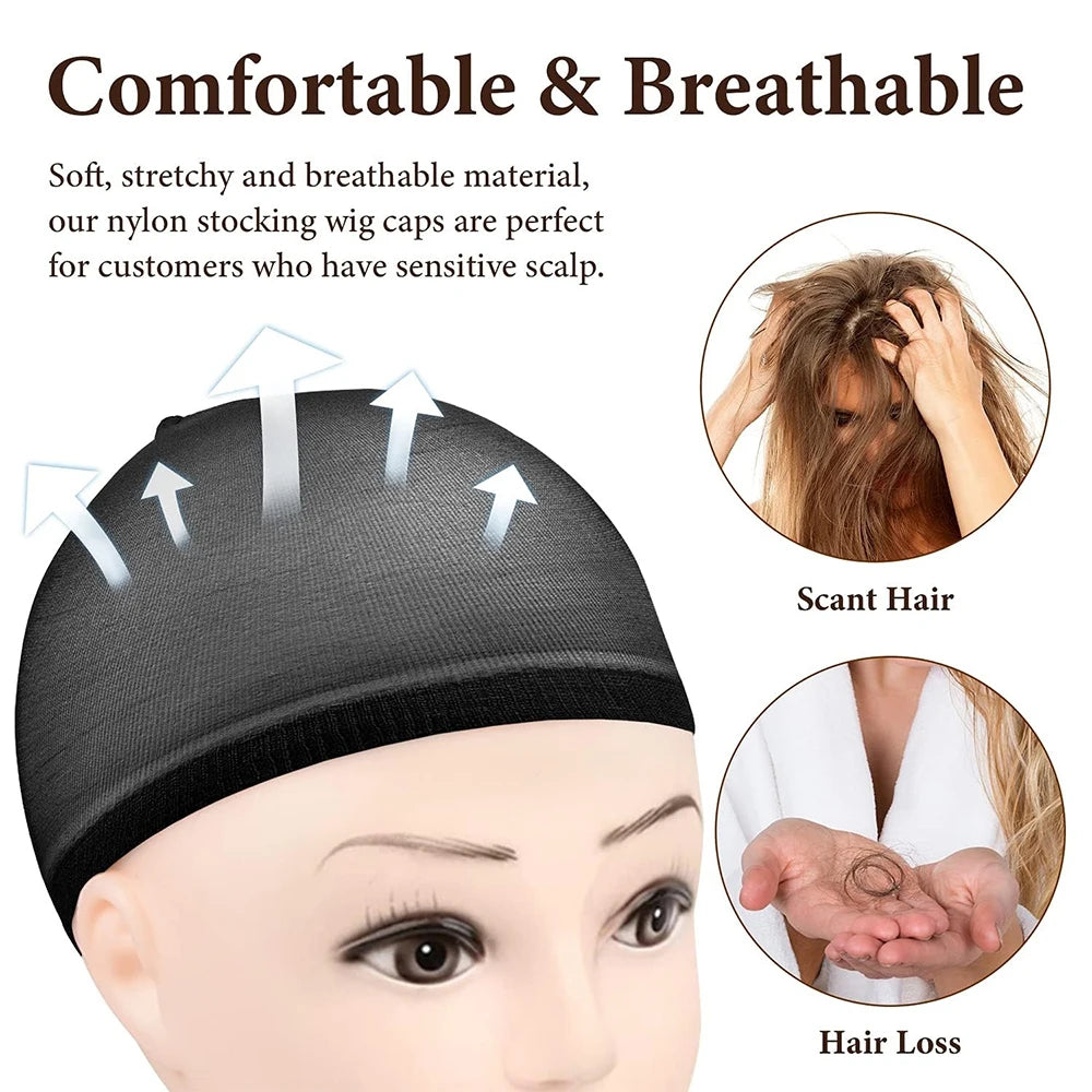 4/20pcs Black Wig Cap Elastic Breathable Invisible Wig Caps Perfect For Professional Use,2pcs/Pack