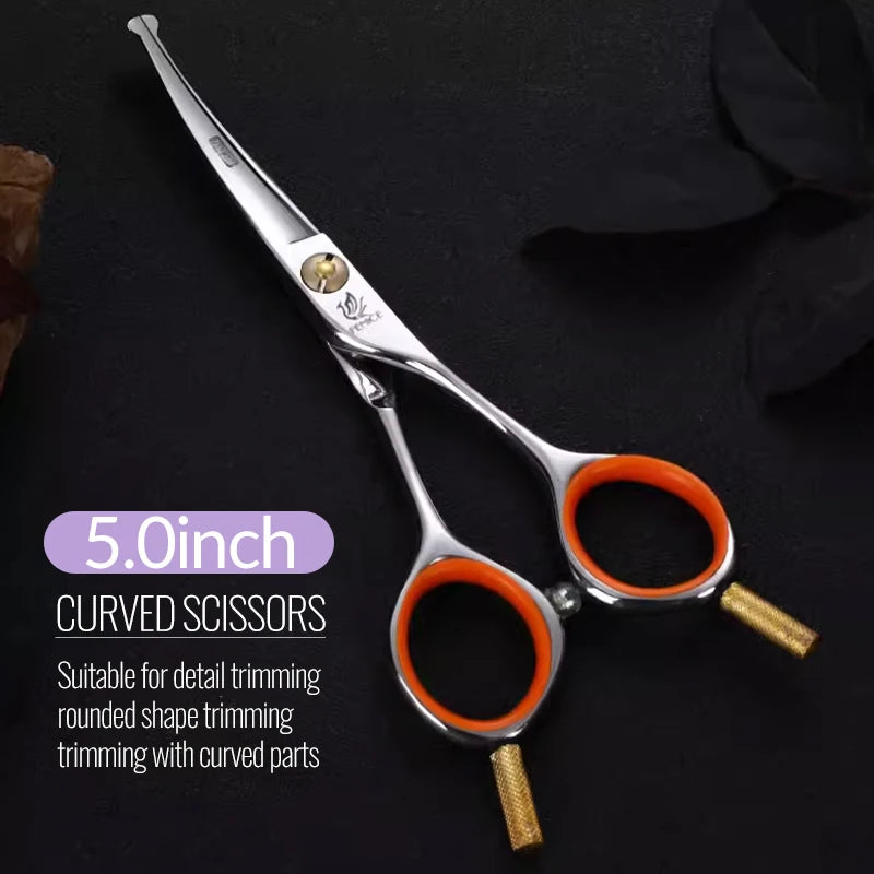 Fenice 4.5 Safety Round Tip Pet Dog Cat Grooming Cutting Scissors Dogs Hair Cutting Shear for Eyes/Face/Foot/Nose