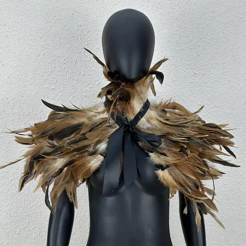 Halloween Makeup Ball Feather Party Costume Cloak Fake Collar Role Play