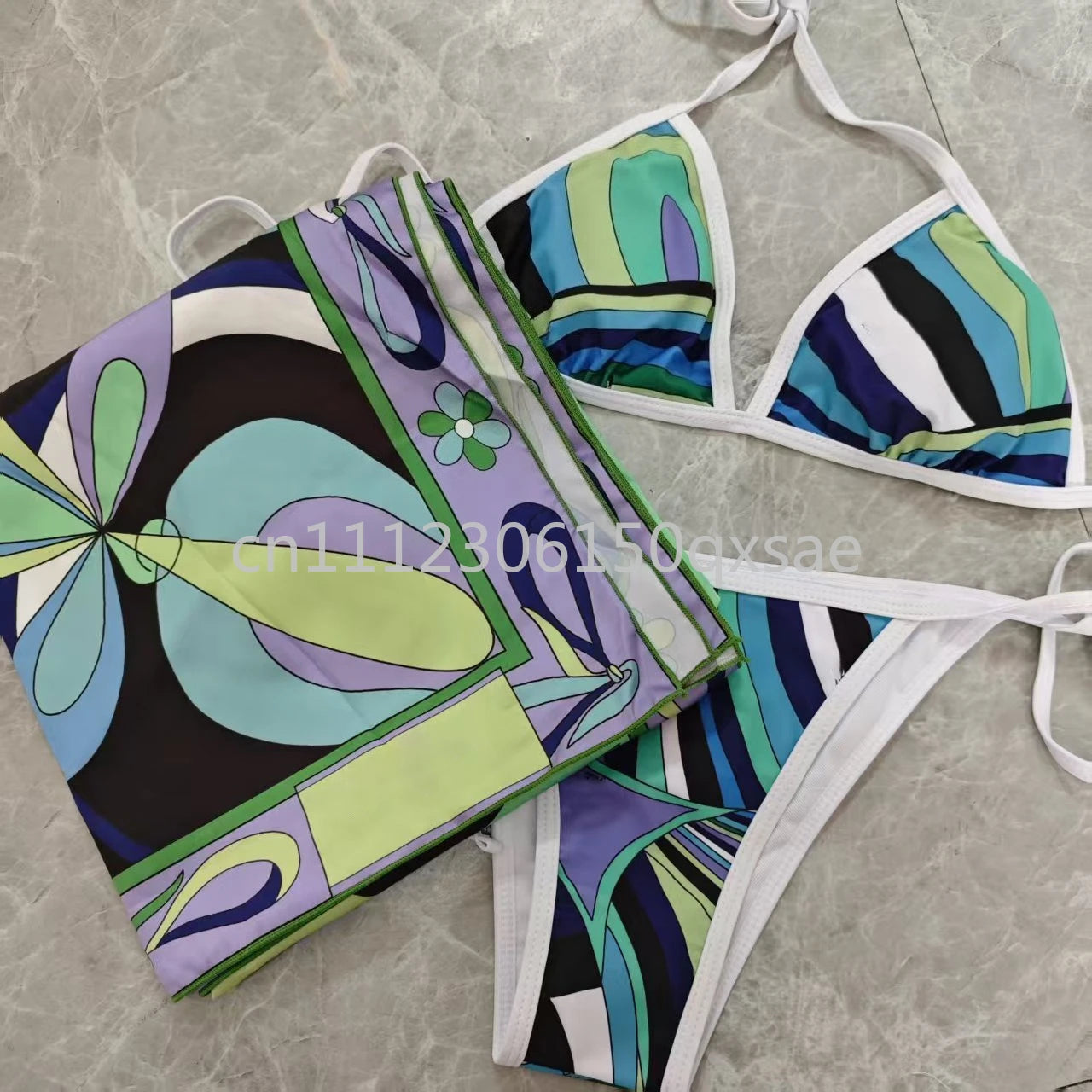 Luxury Design Women's Brown Headband Scarf Swimsuits with Letter Signature Logo Classic Brand Headband Bikini Sets Beachwear