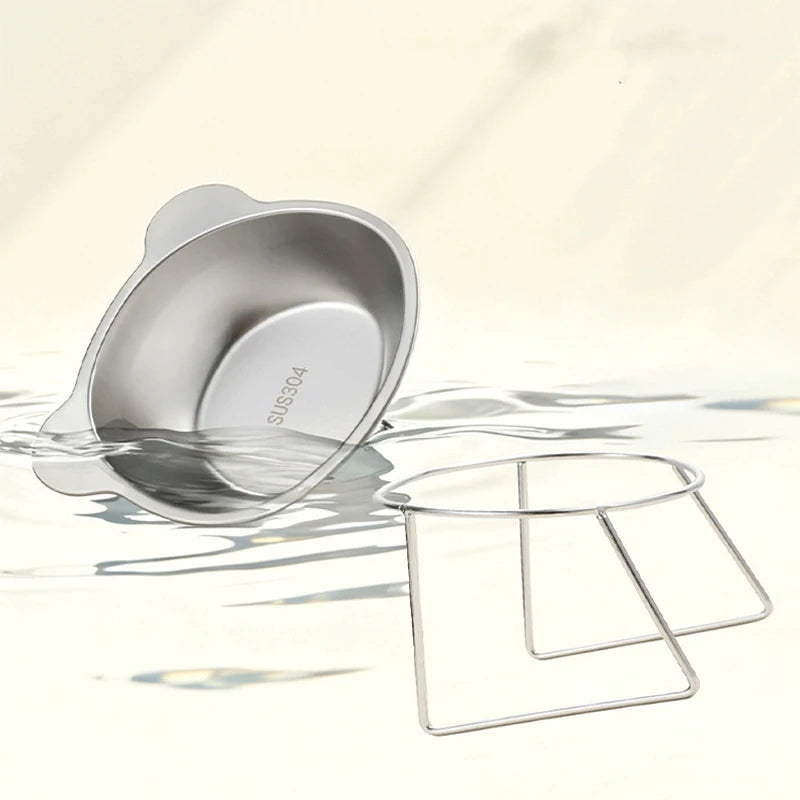 Tilted Cat Bowl Stainless Steel Cat Food Bowls with Metal Stand Food and Water Dish for Cats Kitten Puppies Feeders Cat Supplies