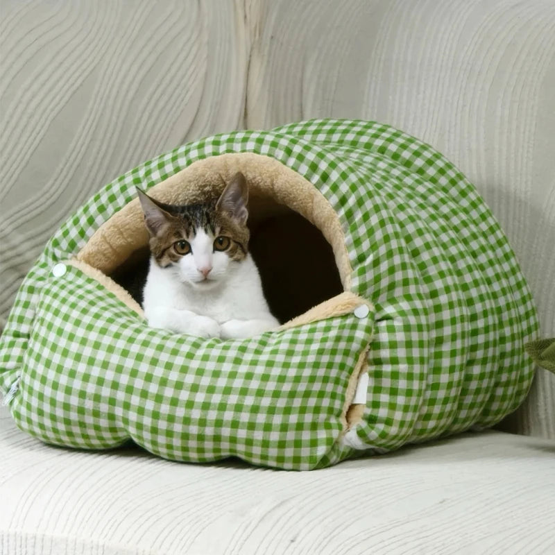 Foldable Pet Sleeping Bed for Cats And Dogs Thickened Semi-Enclosed Soft Indoor Design Warm for Autumn And Winter