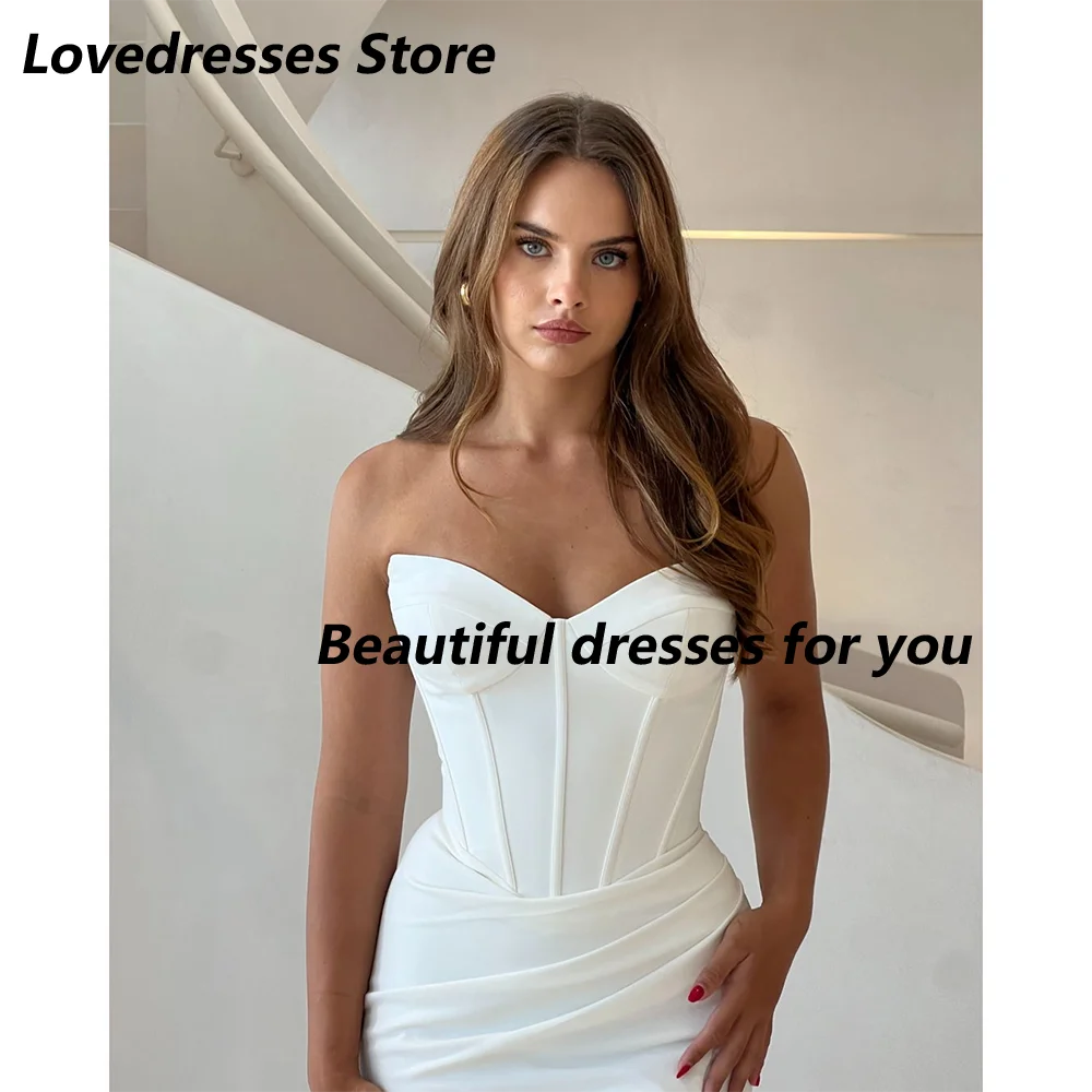 Sexy Wedding Dress for Bride New Customized Sweetheart Neck Sleeveless Mermaid Draped Sweep Train Buttons Bridal Gown for Lady