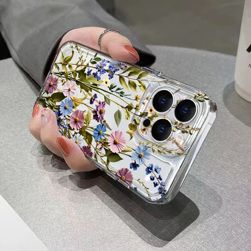 Cute Pastel Flower Phone Case For iPhone Air 17E 16E 7 8 Plus XS XR X 15 14 13 12 11 Pro Max Air Soft Shockproof Cover