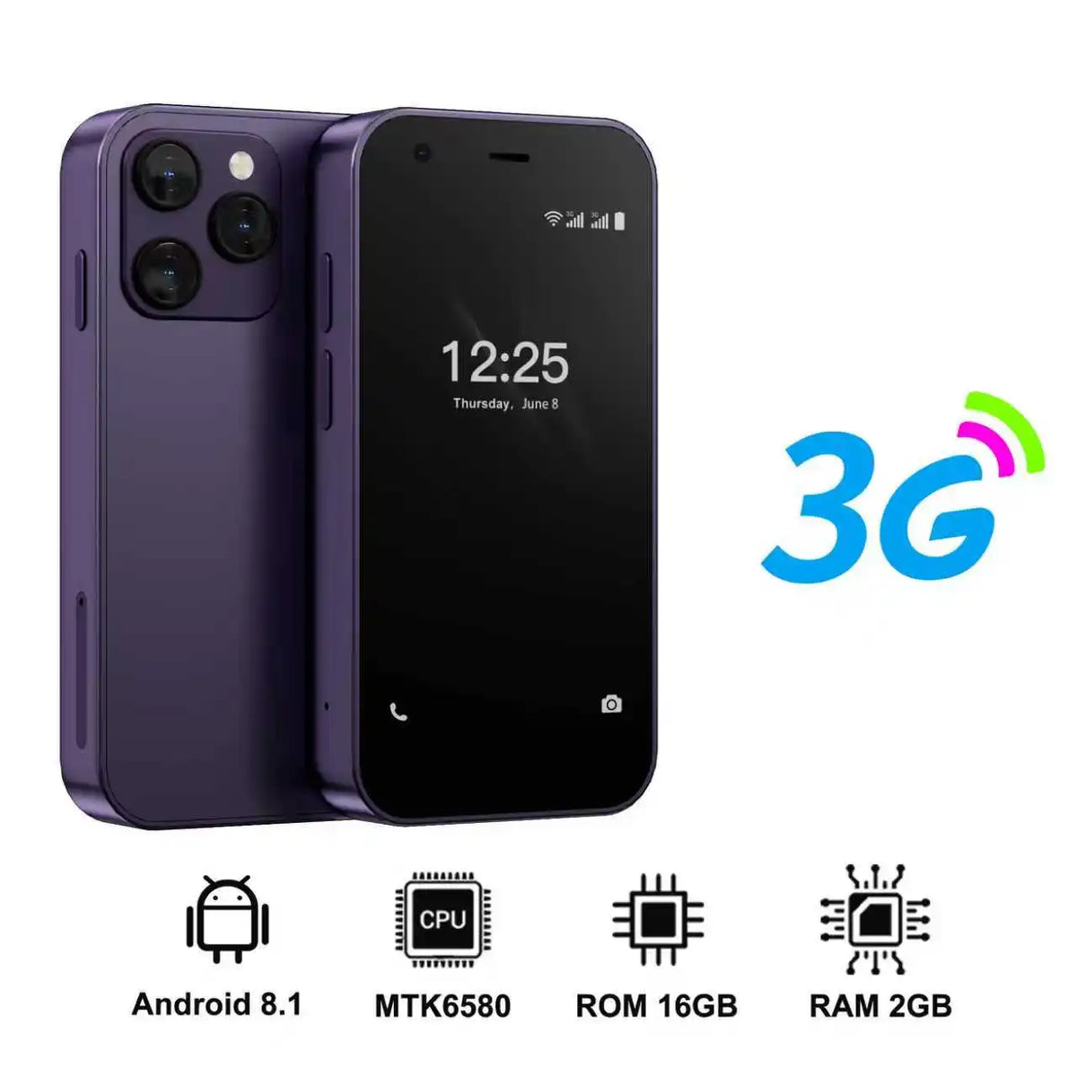 SERVO 15SE Ultra Mini Palm Smartphone 3G WCDMA Android Dual SIM WiFi Hotspot GPS Play Store 16GB ROM 3.0" Pocket Mobile Phone