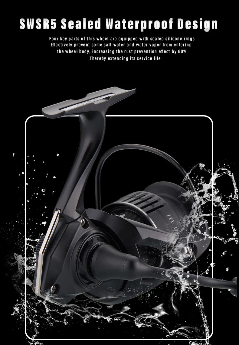 DEUKIO Ultralight Spinning Fishing Reel 172g Carbon Fiber Body 12KG Max Drag 5.2:1 7+1BB Metal Spool Long Cast Saltwater Lure
