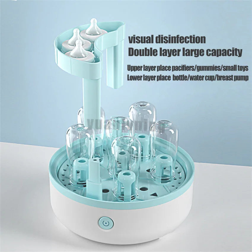 Upgraded Baby Bottle Steam Sterilizer 360° Sterilization Bottles Sterilizer Large Capacity Auto Power Off Safe Sterilizer