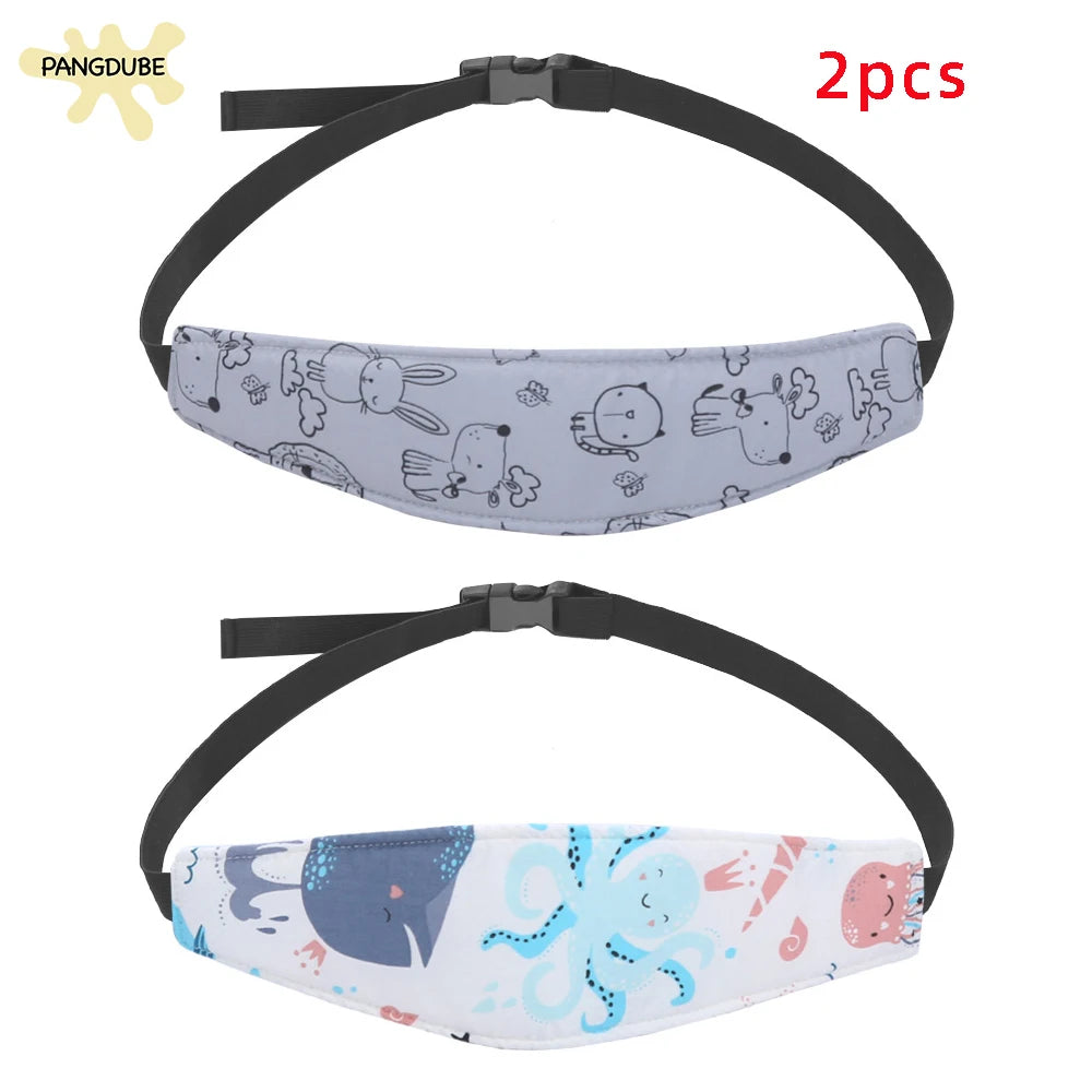 PANGDUBE 2Pcs/set Baby Head Support Strap Car Seat Headrest Pillow Adjustable Neck Protector for Infant Child Safety Travel