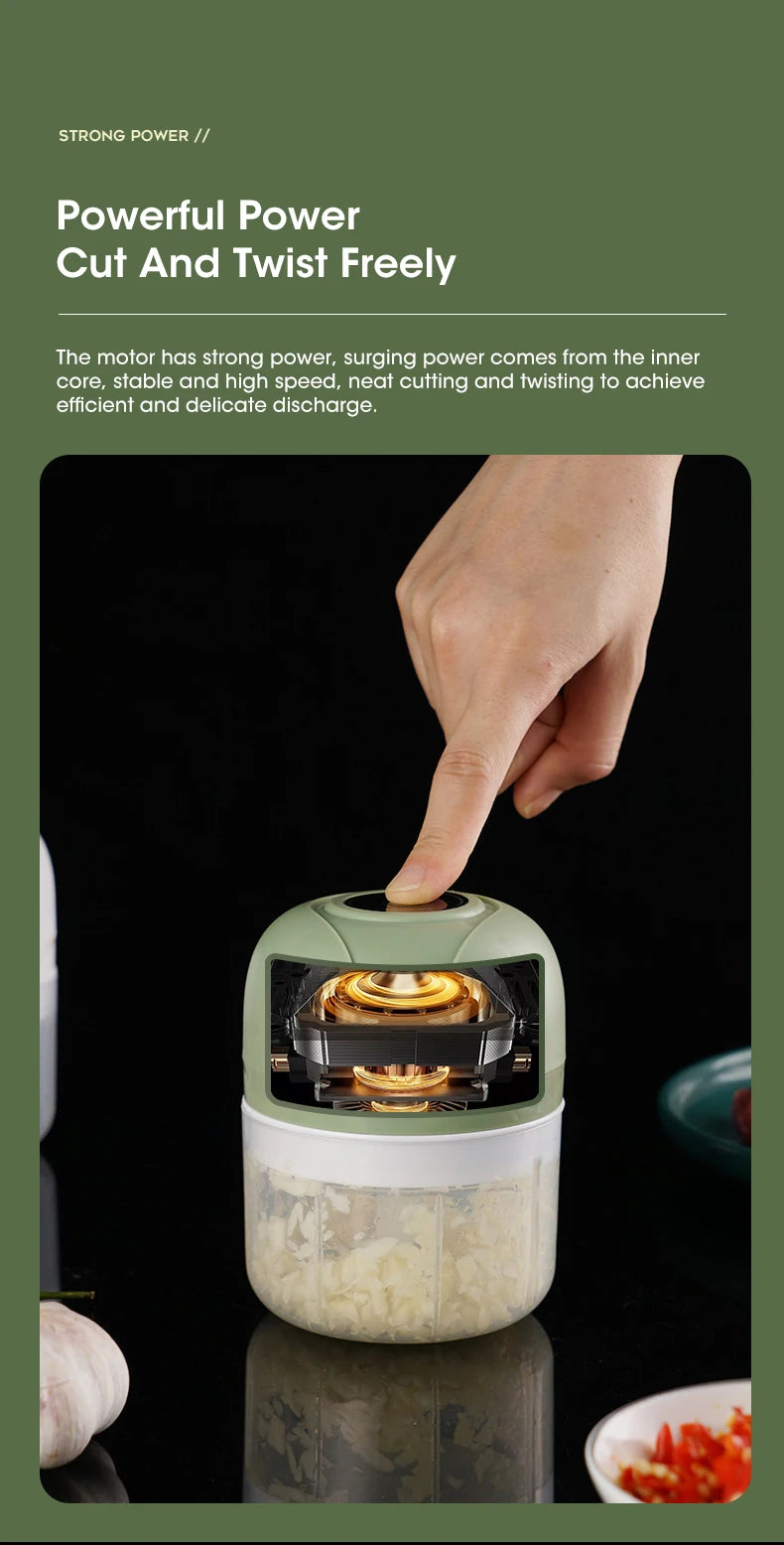 Electric Mini Garlic Masher Portable Multi Function Vegetable Meat Grinder Chopper USB Charging