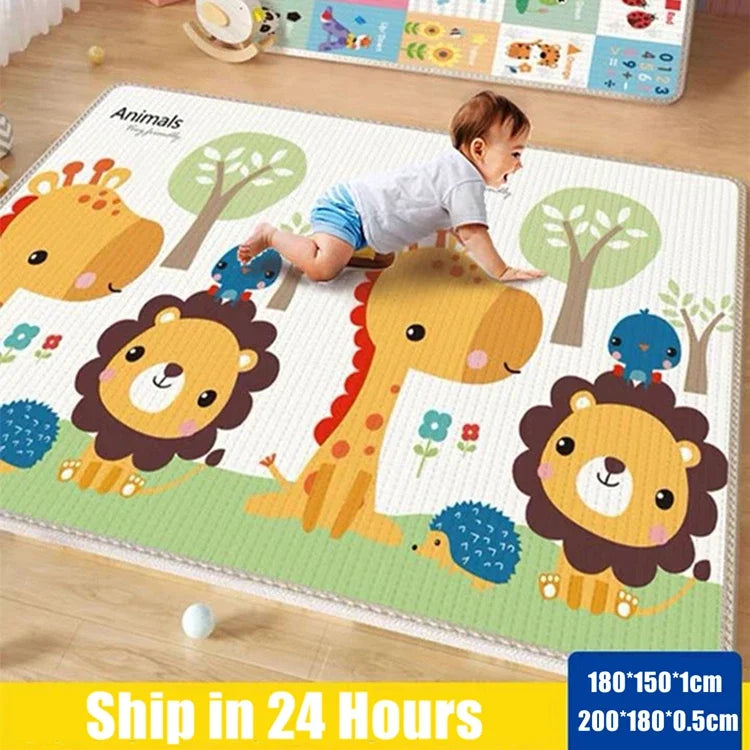 Thicken 1cm/0.5cm Baby Crawling Play Mats 200*180cm Folding Mat Carpet Play Mat for Children's Safety Rug Toys Gift Have Creases